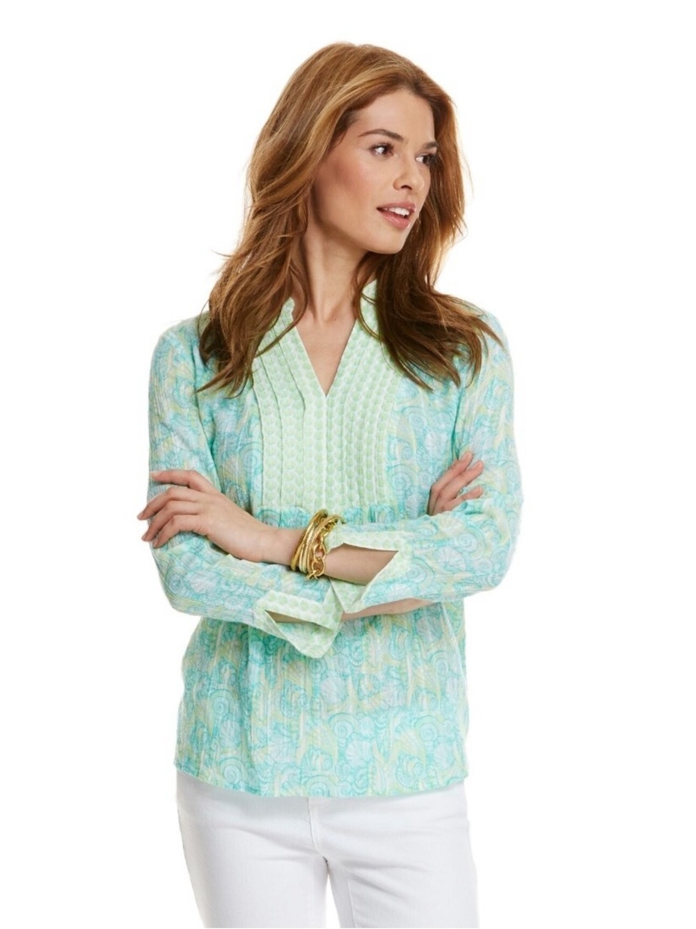 Vineyard Vines Teal Seashell Beach Coastal Tunic Top Women’s Size XS
